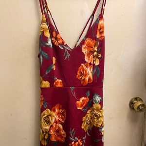 Plus Size Burgundy Floral Dress